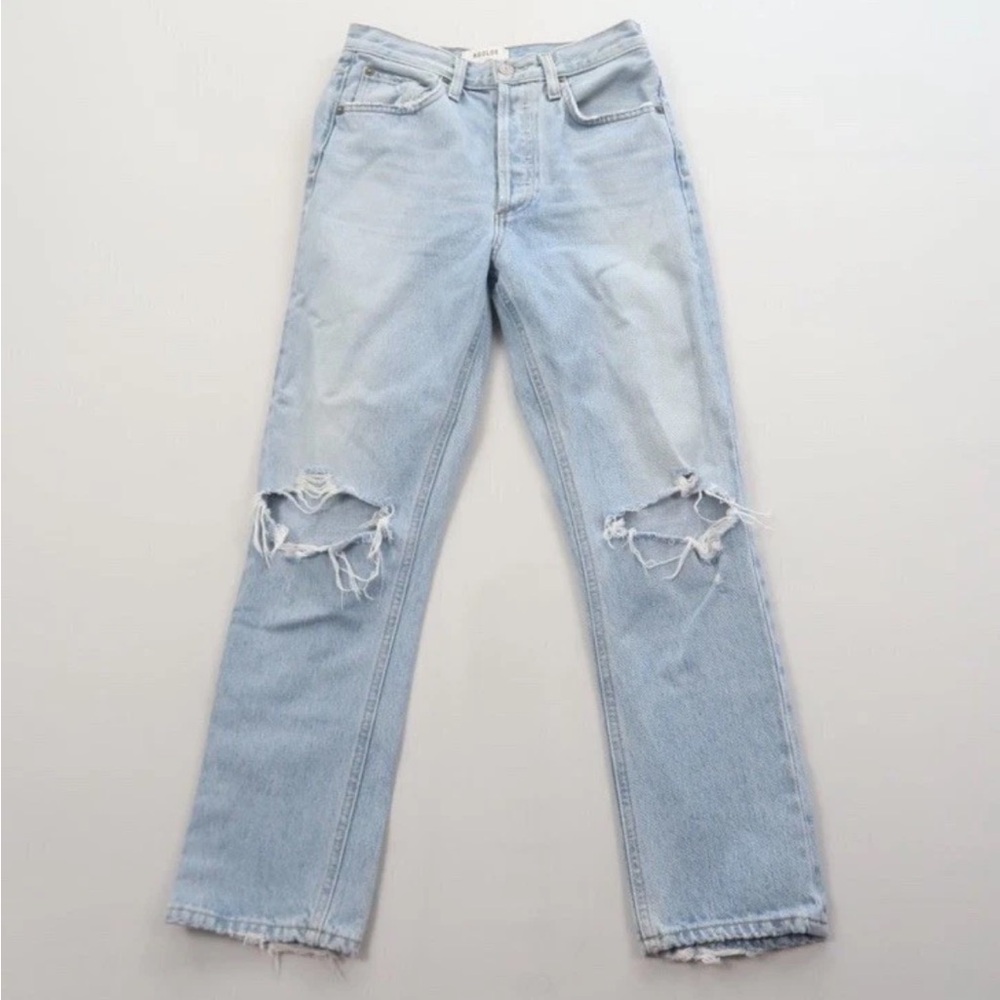 AGOLDE Riley High Rise Straight Crop Jeans In clear skies Sz 24